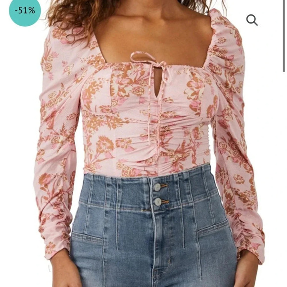 Free People Tops - NWT!! Free People - Hilary Floral Crop Top - Pink Combo - Size S